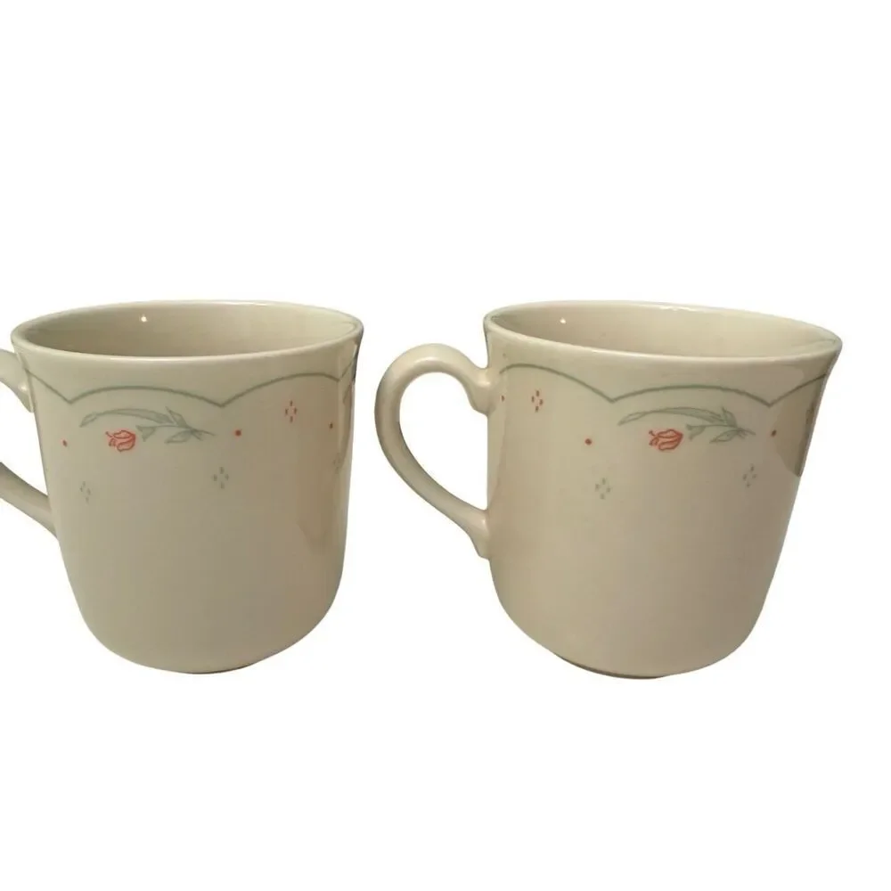 Vintage Corning Ware Corelle Calico‎ Rose Coffee Tea Cup Mug set of 2